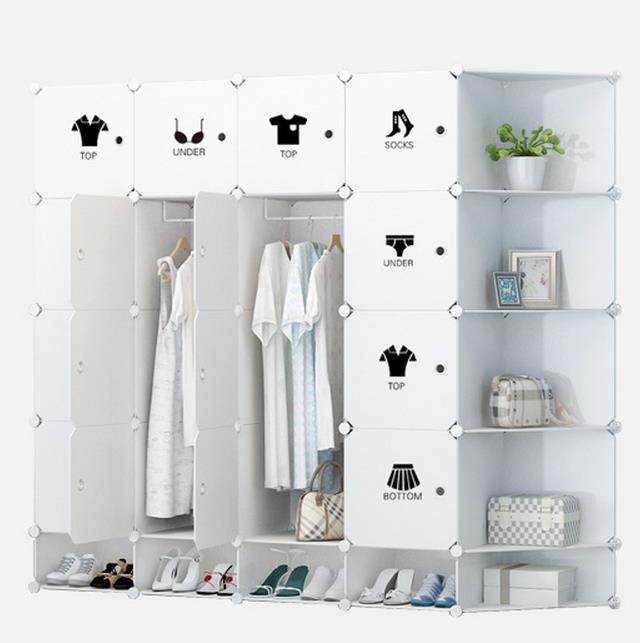 简易衣柜收纳塑料衣橱布艺组装仿实木成人宿舍衣柜多功能组合